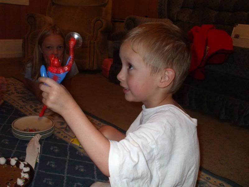 Malachi playing with Spiderman