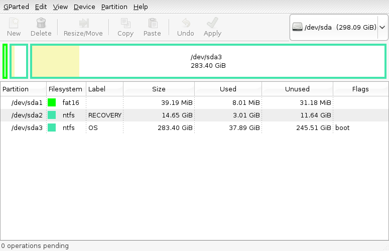 So I went into Gparted using Linux Mint 6 LiveCD and this is what came up. I'm afraid I have 3 partitions :-/