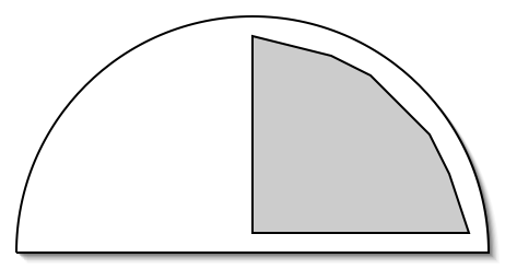 Filling is gray, pastry is the semi-circle, fold in half from left to right