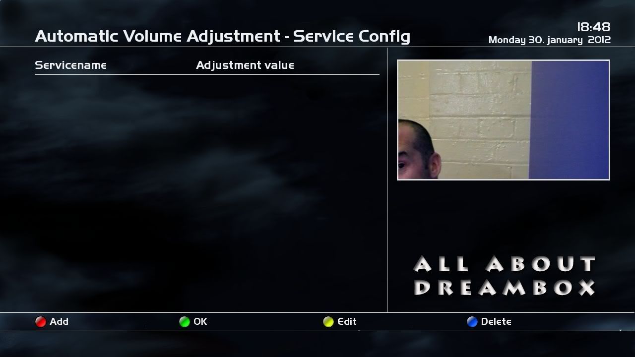 Automatic Volume Adjustment Service Config Screen