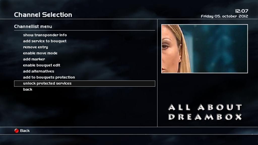 Dreambox plugin - Bouquets Protection Channel Selection Menu