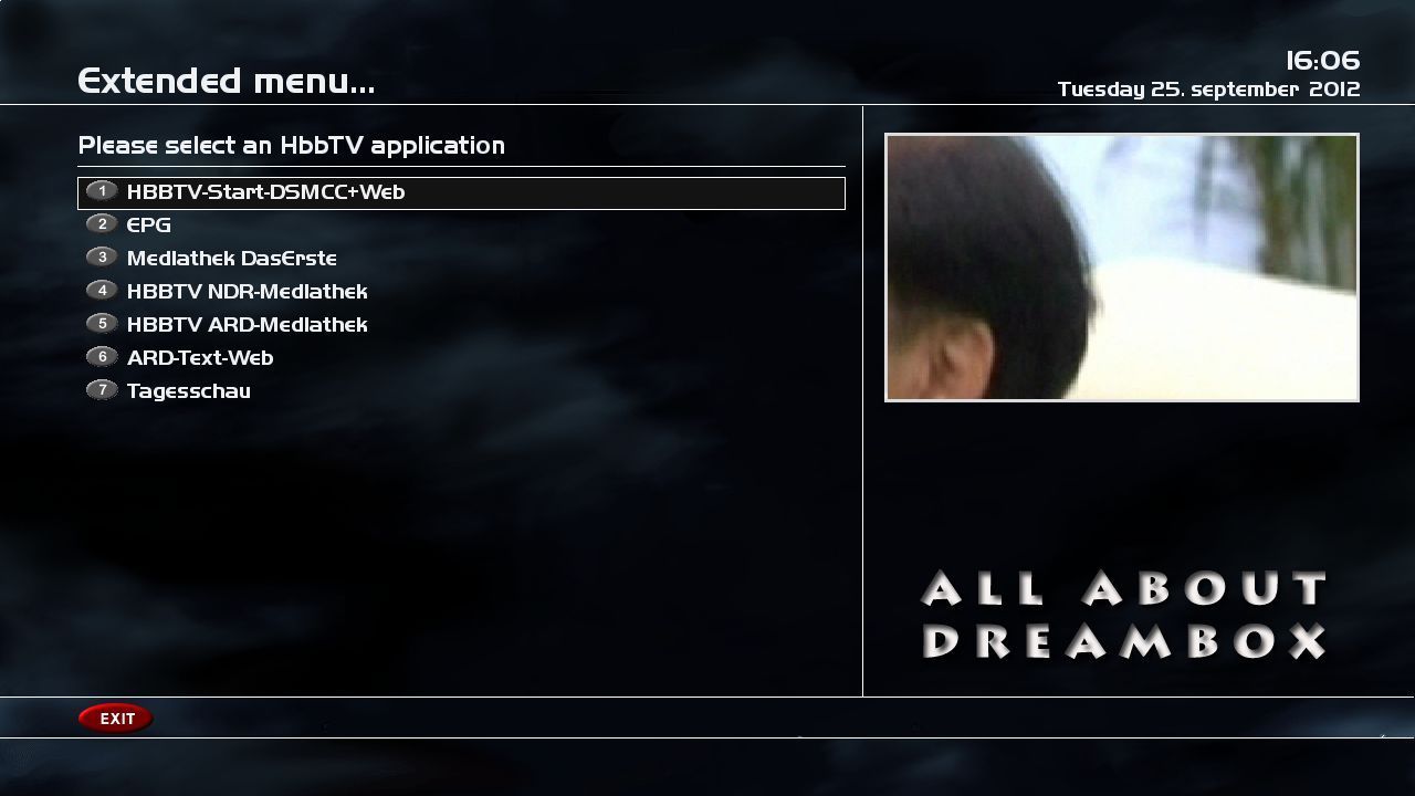 Dreambox plugin - Select an HbbTV application