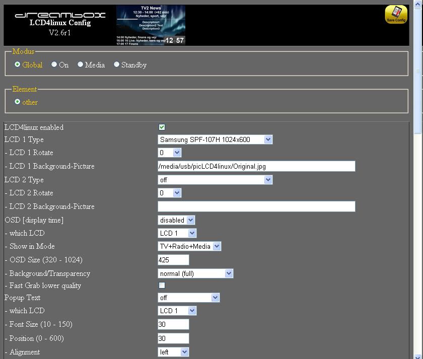 Dreambox plugin - LCD4Linux WebInterface