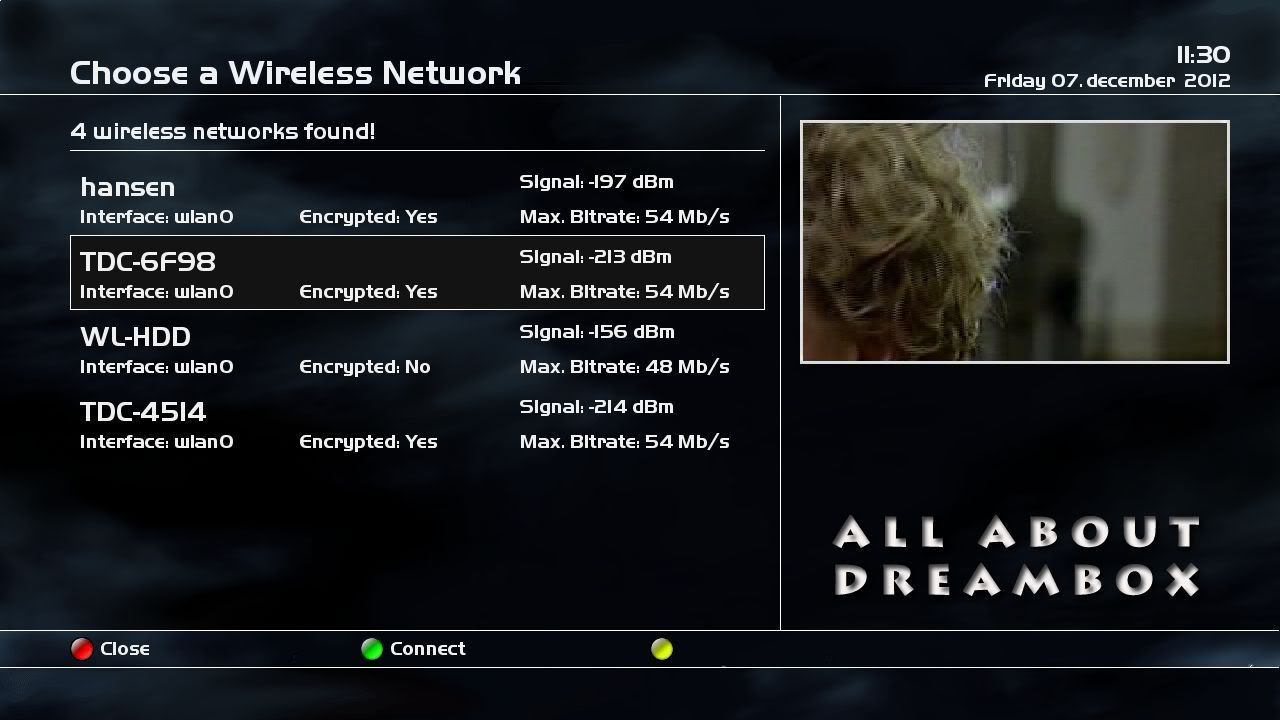 Dreambox plugin - Network wireless scan