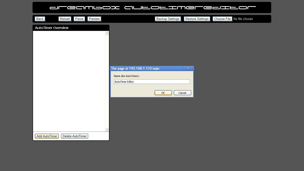 Dreambox Interface - AutoTimer Editor