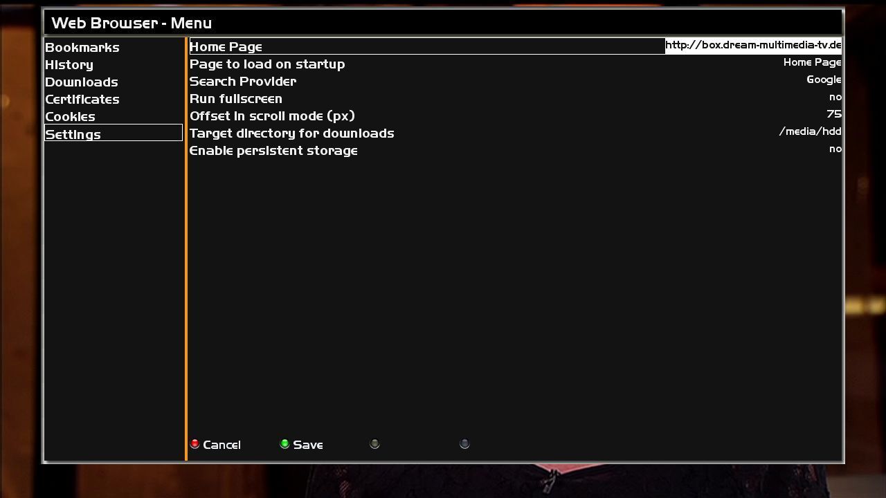 Dreambox plugin - Web Browser