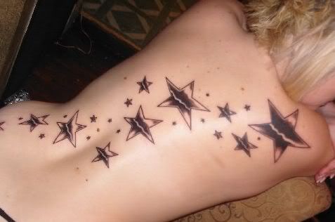 tattoos for girls on back stars. Cool stars tattoos on ack