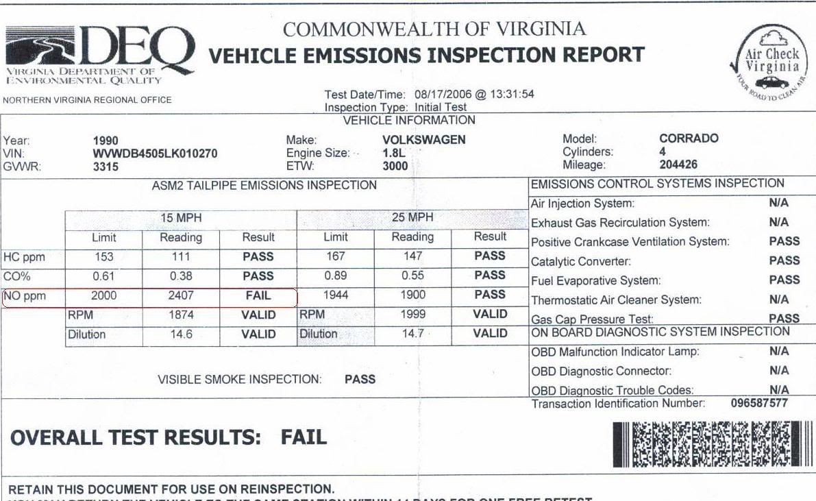 Failed Emissions Testing In Va Vw Vortex Volkswagen Forum 6310