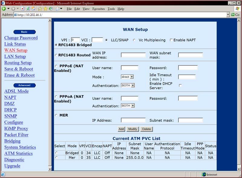 Comtrend PPPoE Config