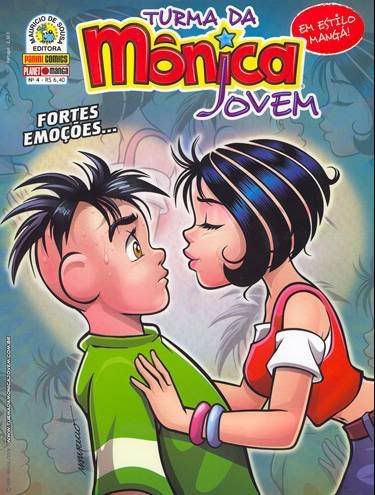 Capa do Mangá onde a Mônica beija o Cebolinha