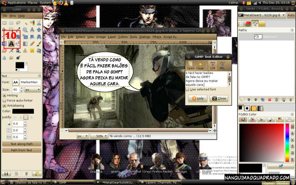 Balões de fala no GIMP
