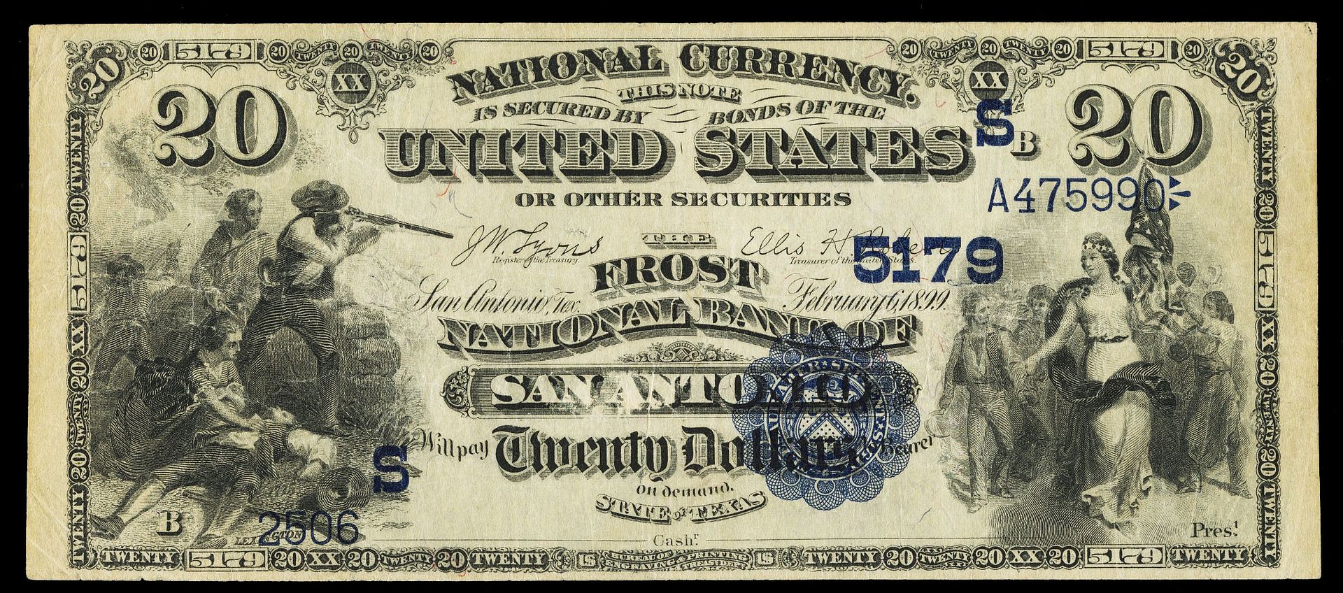 TX $20 1882 Date Back Fr 555 The Frost NB Ch. # (S)5179  