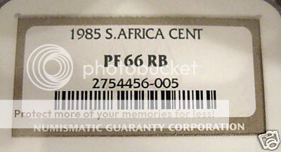 PHENOMEMAL RAINBOW TONED SOUTH AFRICA COIN NGC PF 66 RB 1985 1 cent 