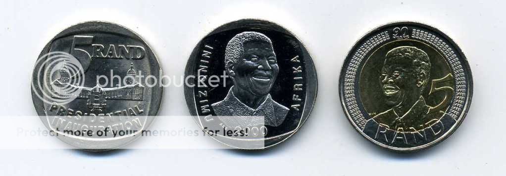 Mandela 1994 R5 2000 Proof and 2008 Birthday Coin Set