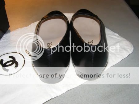 authentic CHANEL FLAT BLACK LEATHER SHOES SIZE 38 PATENT TIP genuine 